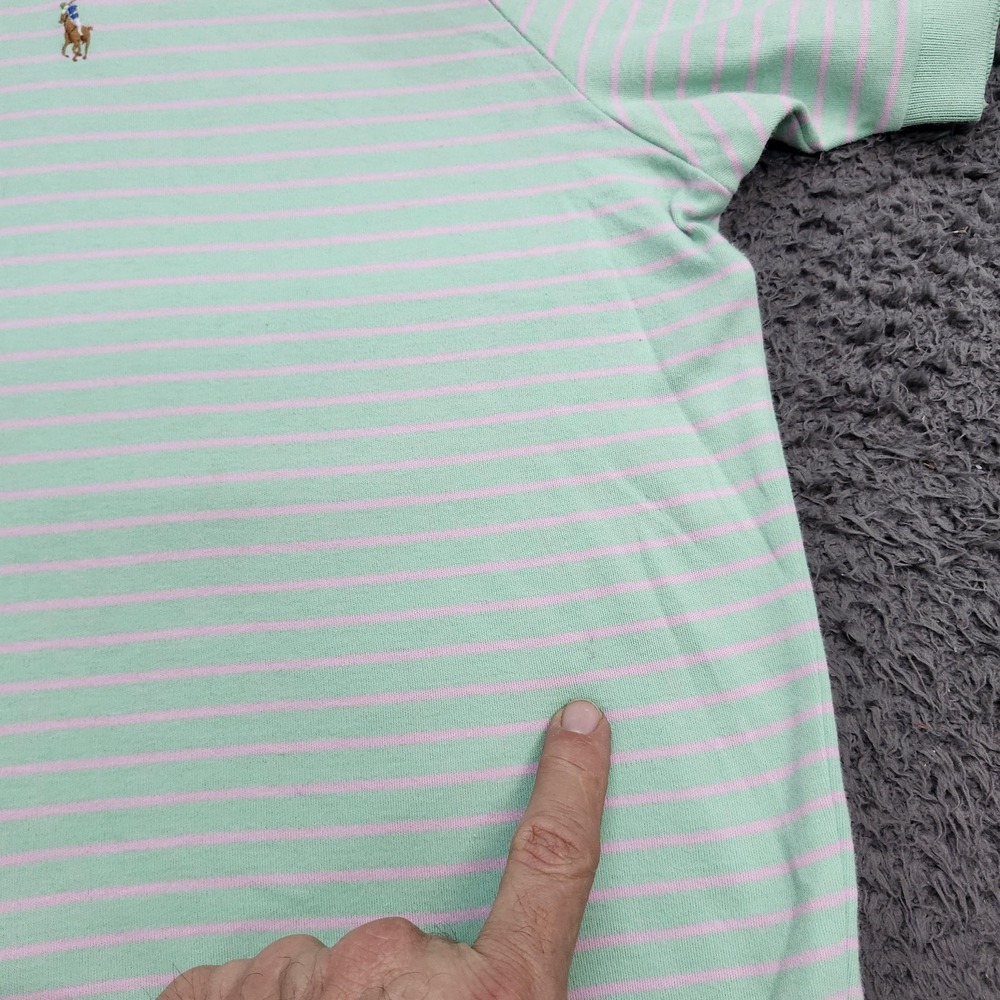 Polo By Ralph Lauren Polo Shirt Mens 2XL Green Stripe Pony Logo Knit Casual - Picture 5 of 9